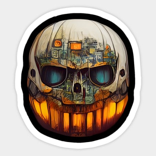 Pumpkin Skull Halloween Sticker